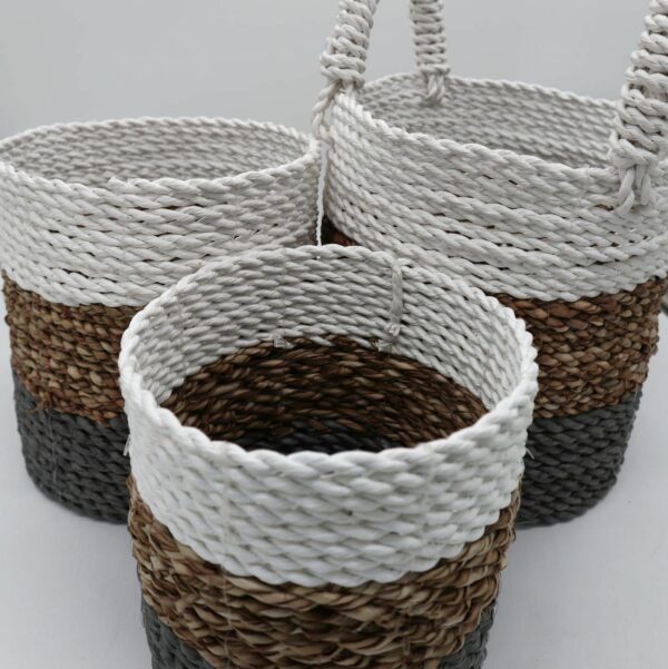 Seagrass Basket Set - Grey / Natural / White - Image 3