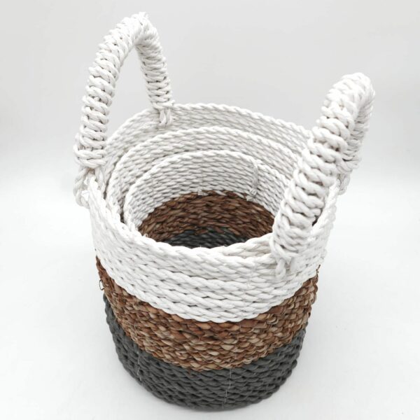 Seagrass Basket Set - Grey / Natural / White - Image 4