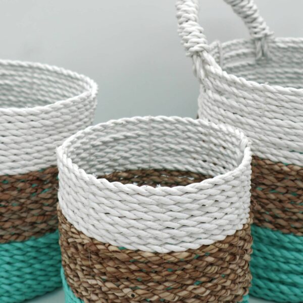Seagrass Basket Set - Green / Natural / White - Image 4