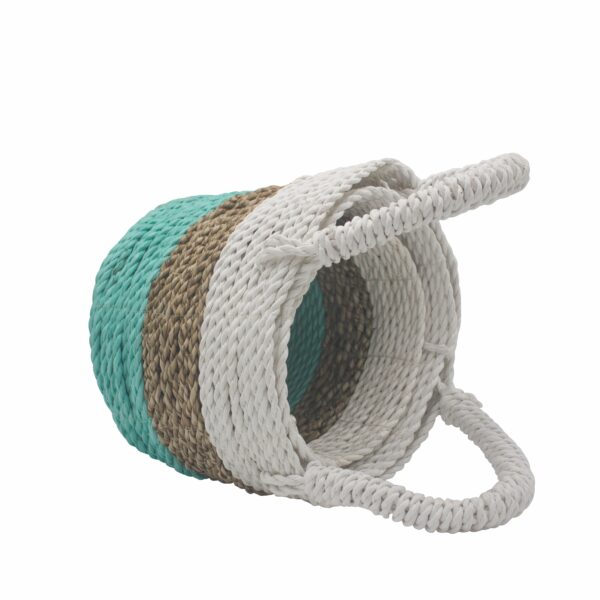 Seagrass Basket Set - Green / Natural / White - Image 5