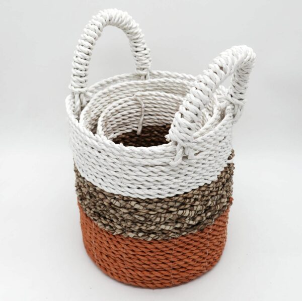Seagrass Basket Set - Orange / Natural / White - Image 2
