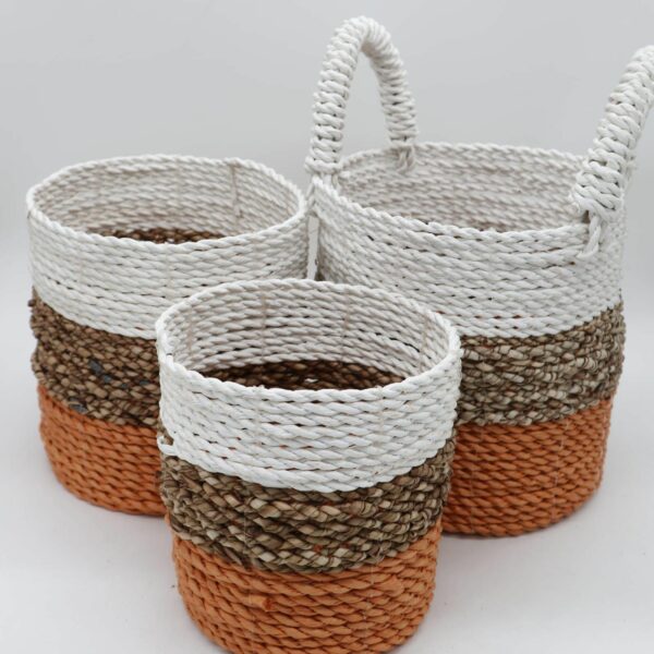 Seagrass Basket Set - Orange / Natural / White - Image 3