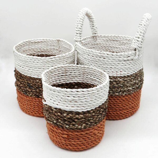 Seagrass Basket Set - Orange / Natural / White - Image 4