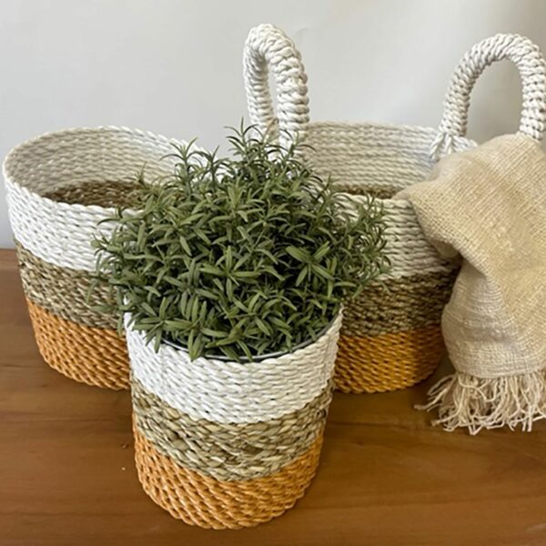 Seagrass Basket Set - Orange / Natural / White - Image 6