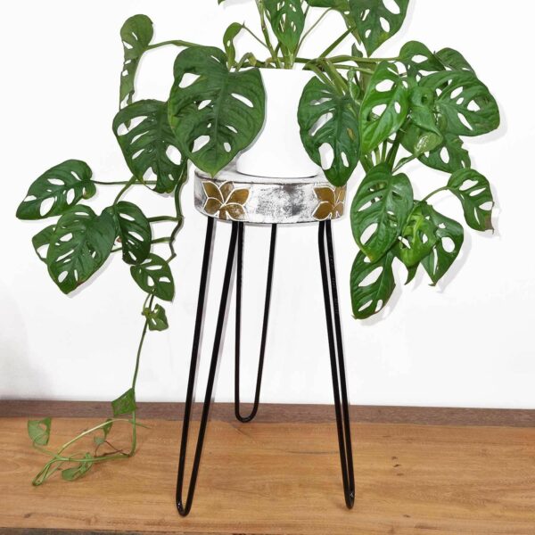Albasia Wood Plant Stand - Whitewash - Image 2