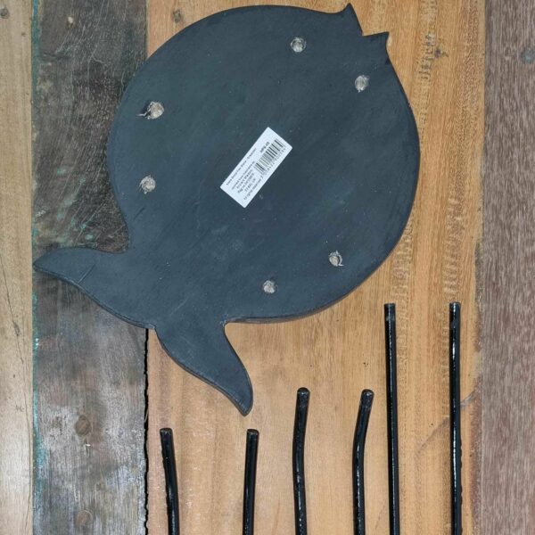 Albasia Wood Fish Stand - Greywash - Image 2