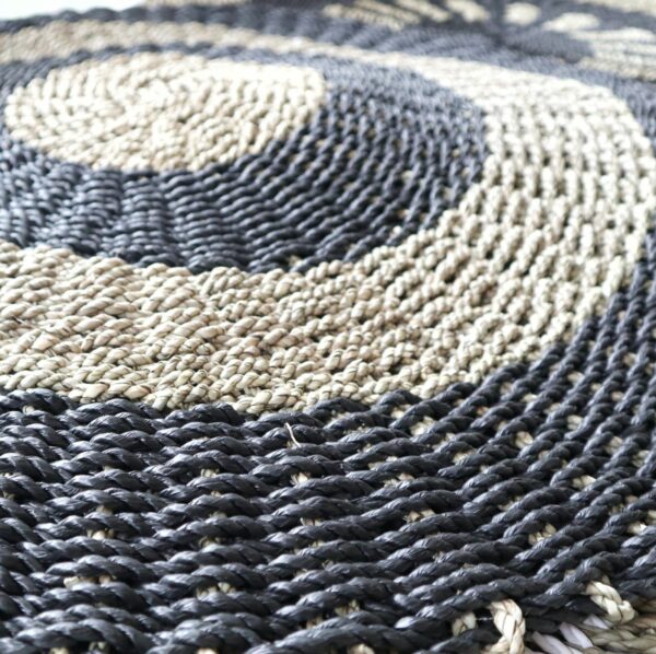 Round Seagrass Black & Tan - Circles - 1m - Image 2