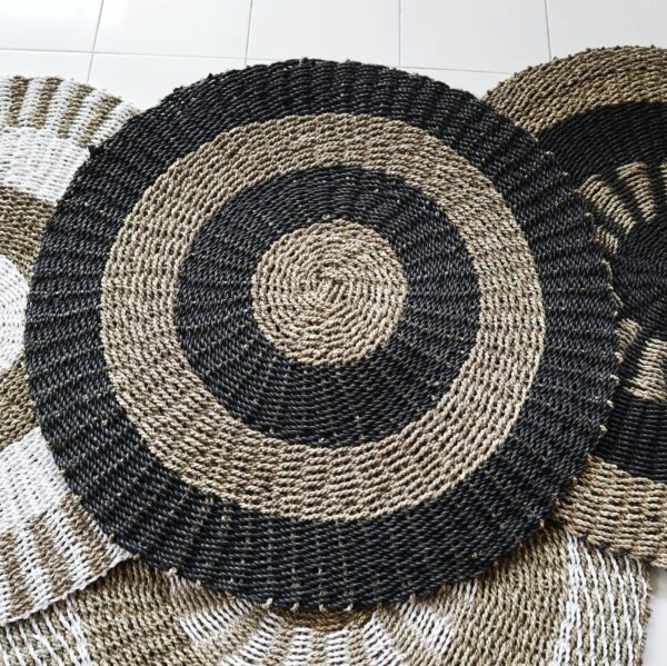 Round Seagrass Black & Tan - Circles - 1m - Image 3