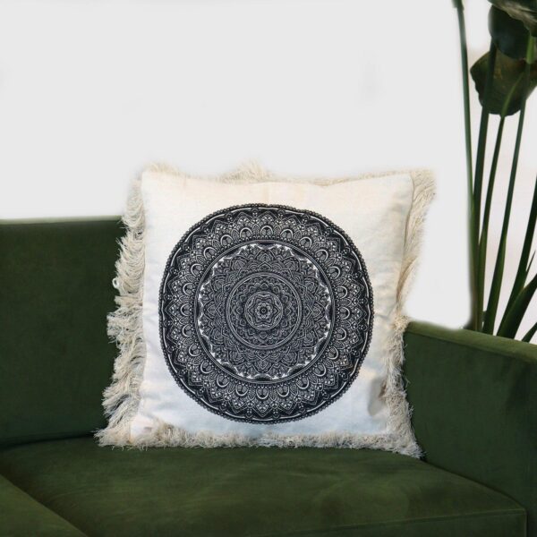 Traditional Mandala  Cushion Cover - 45x45cm - black - Image 3