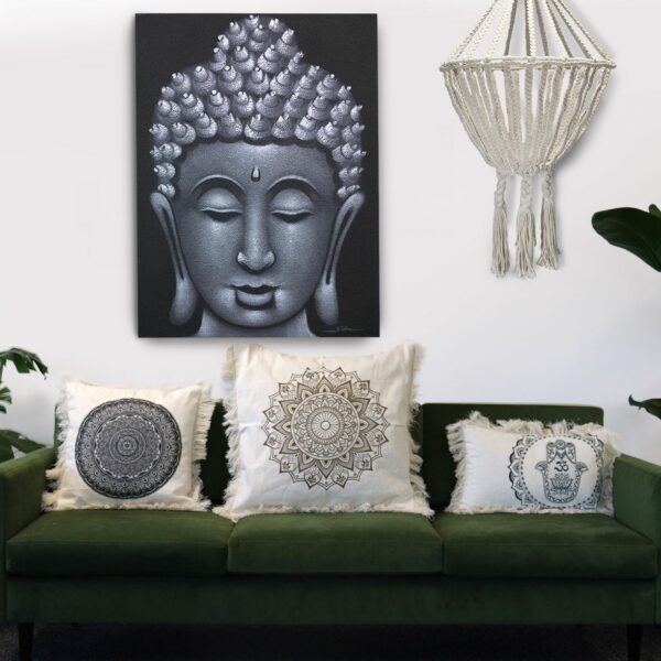 Hamsa Mandala  Cushion Cover - 30x50cm - green - Image 2
