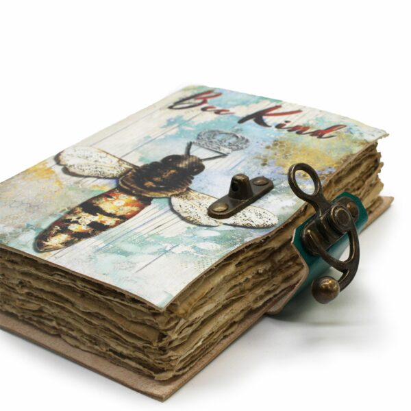 Leather "Bee Kind" Deckle-edge Notebook (7x5") - Image 2