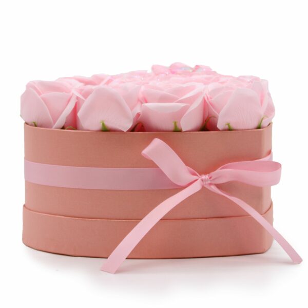 Soap Flower Gift Bouquet - 13 Pink Roses - Heart - Image 11