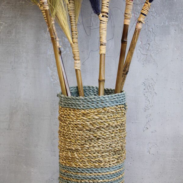 Seagrass & Abu-Abu Raffia Set - 2 Vase & 2 Bins - Image 9