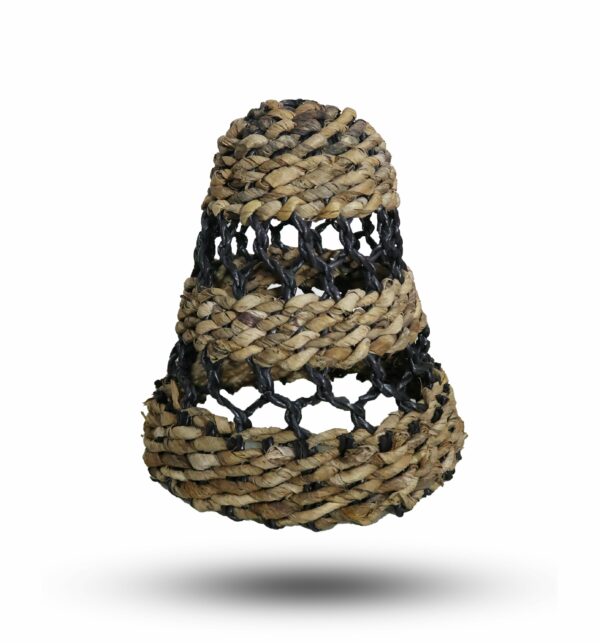 Natural Banana Leaf & Hitam Raffia Lamp Shades - Set of 3 - Image 2