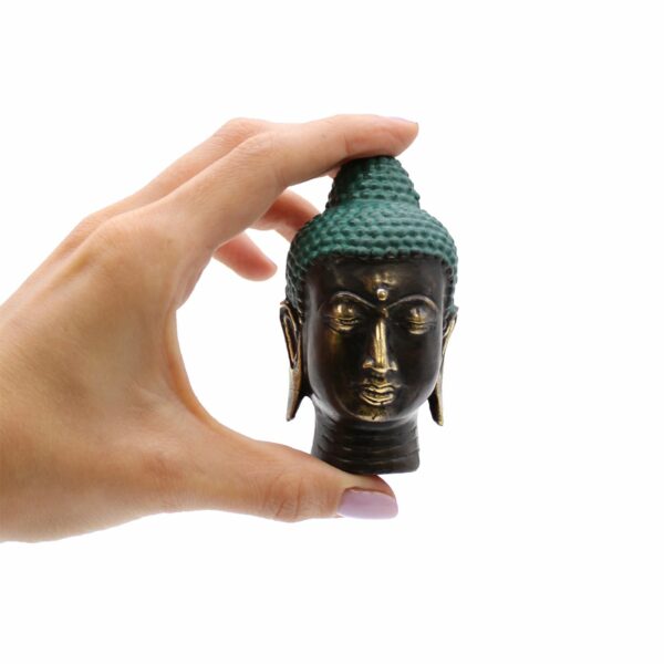 Small Antique Brass Buddha Head - Image 2