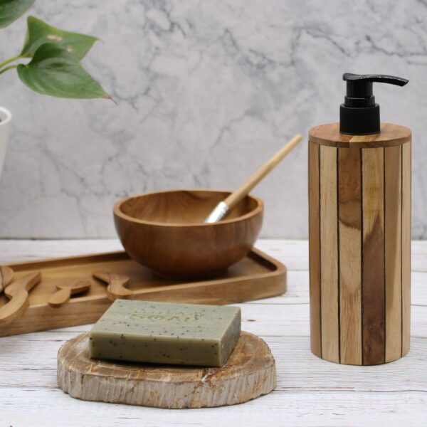 Natural Teakwood Soap Dispenser - Round - Image 8