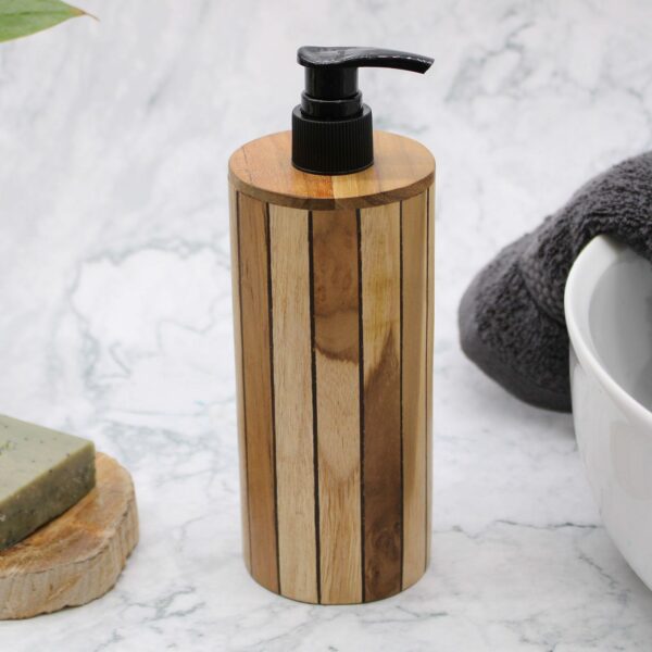 Natural Teakwood Soap Dispenser - Round - Image 9