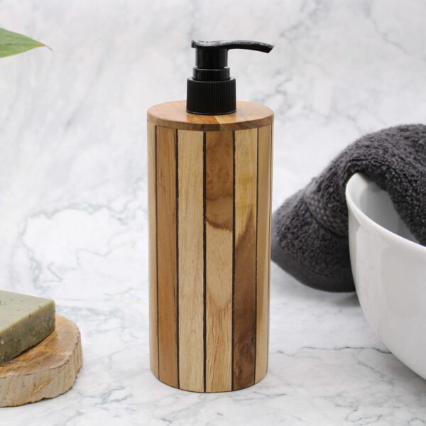 Natural Teakwood Soap Dispenser - Round - Image 11