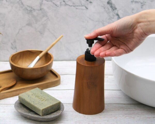 Natural Teakwood Soap Dispenser - Taper - Image 2