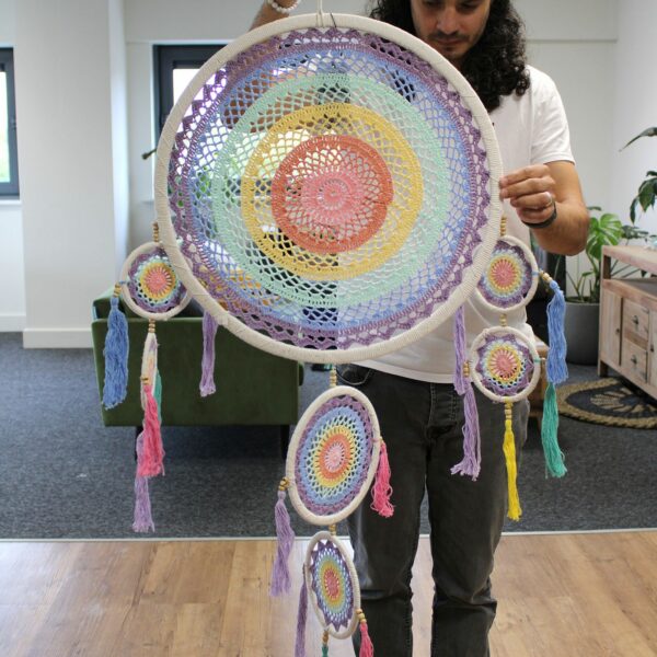 Large Dreamcatcher (55cm) - Pastel Rainbow - Image 3