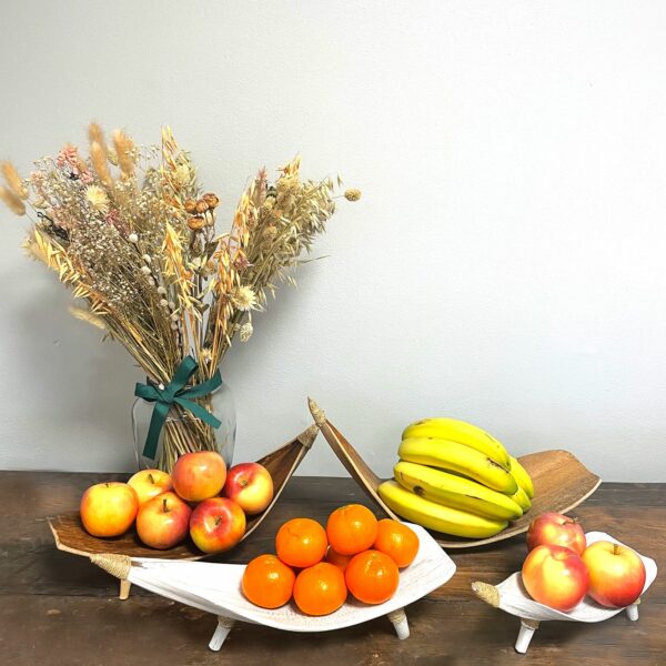 Coconut Leaf Fruit Bowl Set - Whitewash - Image 3