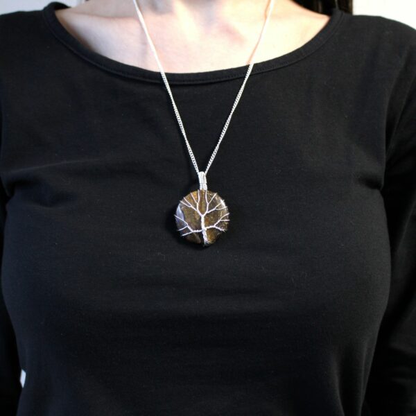 Tree of Life Gemstone Necklace - Tiger Eye - Image 3