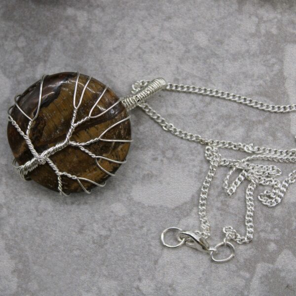Tree of Life Gemstone Necklace - Tiger Eye - Image 4