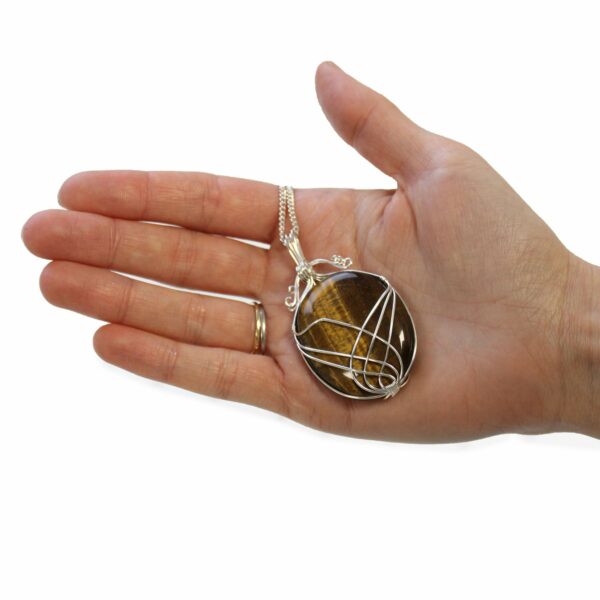 Swirl Wrapped Gemstone Necklace - Tiger Eye - Image 5