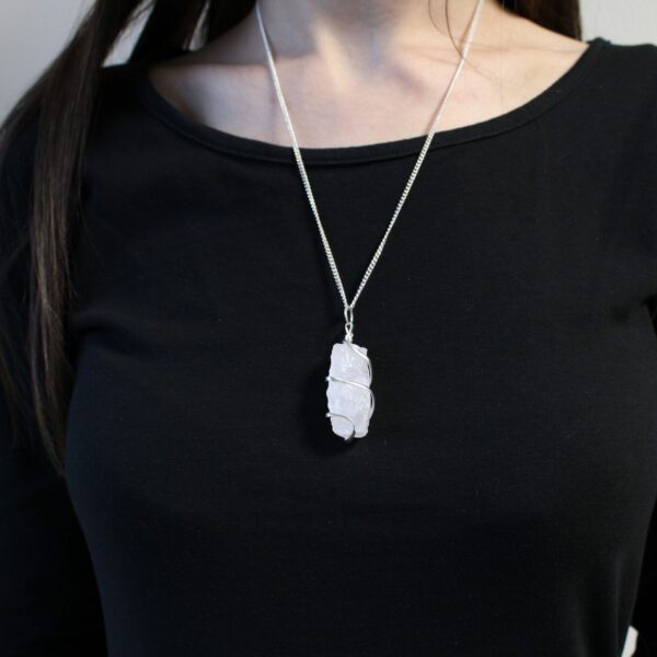 Cascade Wrapped Gemstone Necklace - Rough Opalite - Image 3