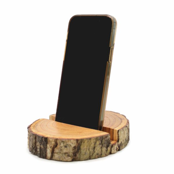 Small Log Phone Holder (full slice) - Natural - Image 4