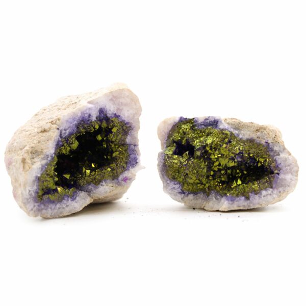 Coloured Calsite Geodes - Natural Rock - Purple & Gold - Image 3