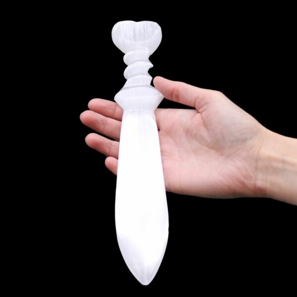 Selenite Lrg Ritual Knife - Spiral (25cm) - Image 3