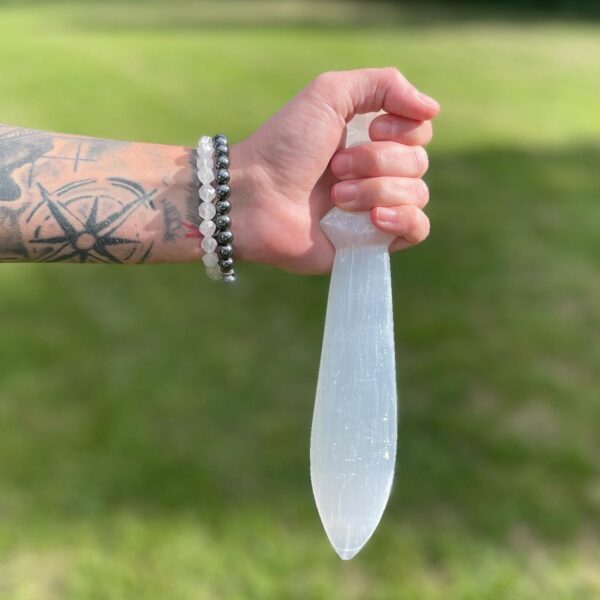 Selenite Lrg Ritual Knife - Spiral (25cm) - Image 5