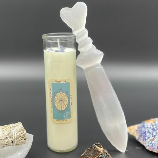 Selenite Lrg Ritual Knife - Spiral (25cm) - Image 7