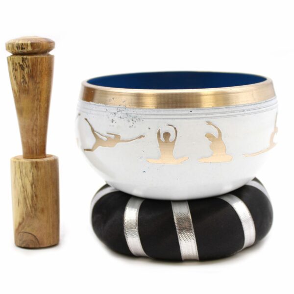 Yoga Moves Singing Bowl Set- White/Blue 10.7cm - Image 3