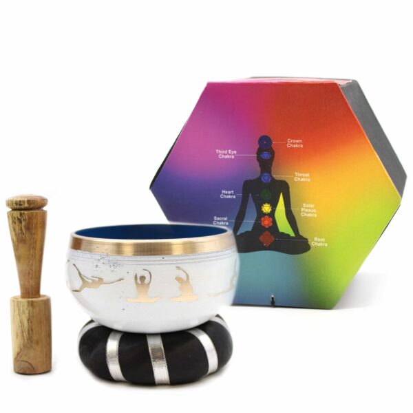 Yoga Moves Singing Bowl Set- White/Blue 10.7cm - Image 4