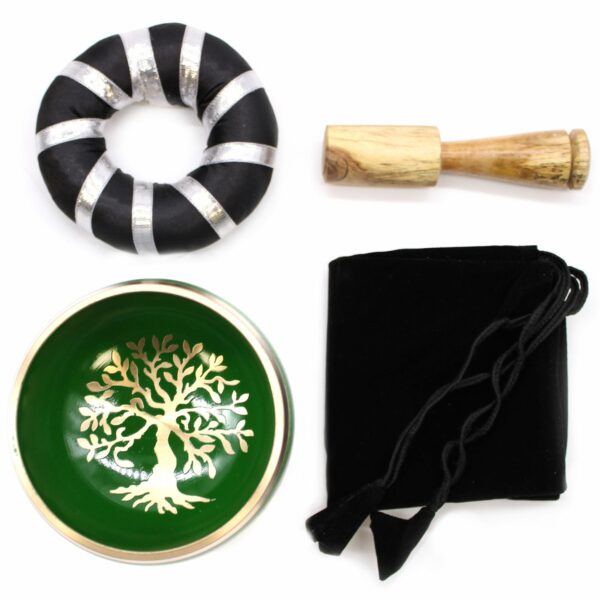Tree of Life Singing Bowl Set- Green 10.7cm - Image 4