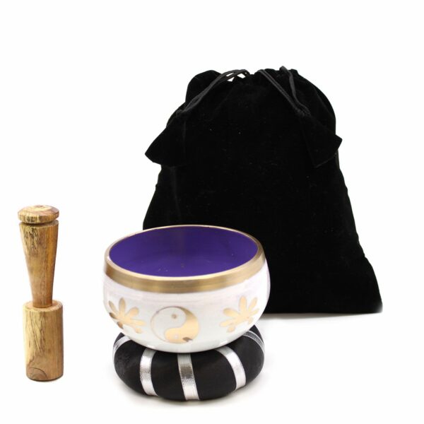Yin & Yang Singing Bowl Set- White/Purple 10.7cm - Image 2