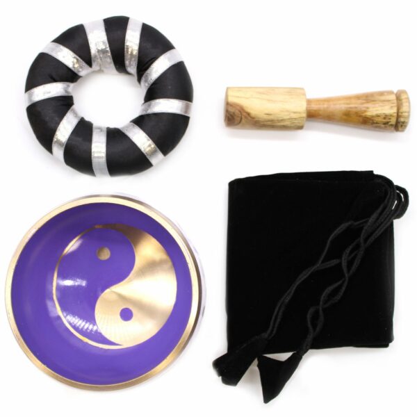 Yin & Yang Singing Bowl Set- White/Purple 10.7cm - Image 6