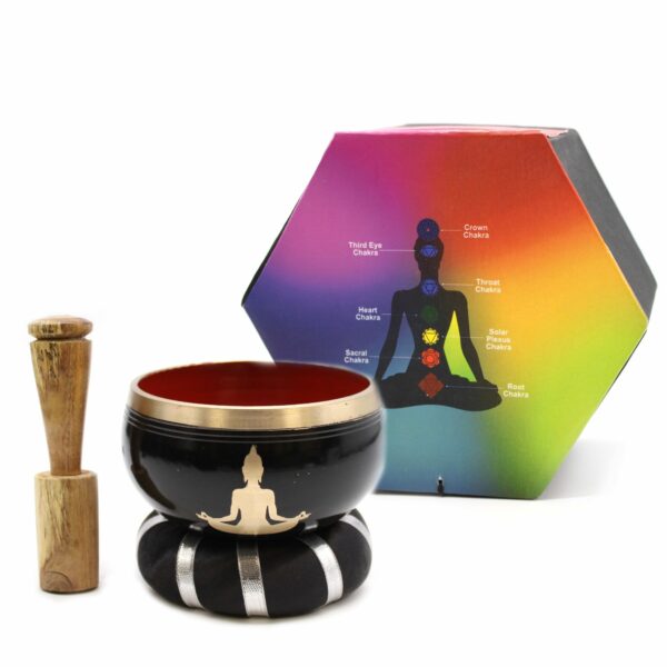 Buddha Singing Bowl Set- Black/Orange 10.7cm - Image 7
