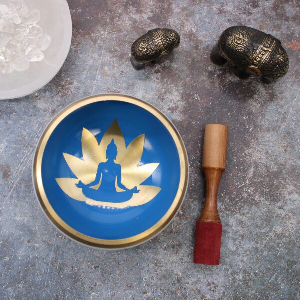Lrg Yoga Moves Singing Bowl Set- White/Blue 14cm - Image 2