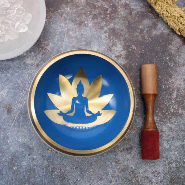 Lrg Yoga Moves Singing Bowl Set- White/Blue 14cm - Image 3