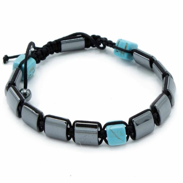 Magnetic Hematite Shamballa Bracelet - Turqoise Cuboids - Image 2