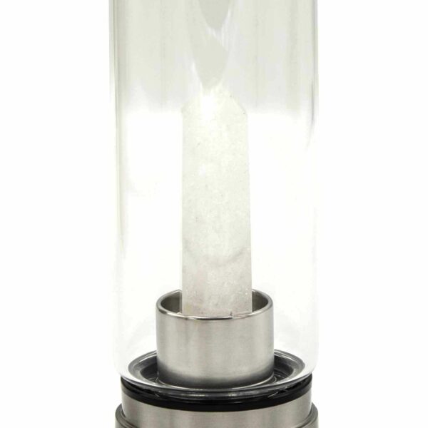 Crystal Infused Glass Water Bottle - Cleansing Clear Quartz - Obelisk - Image 5