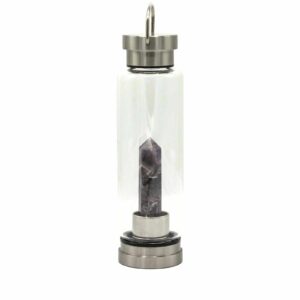 Crystal Infused Glass Water Bottle - Relaxing Amethyst - Obelisk