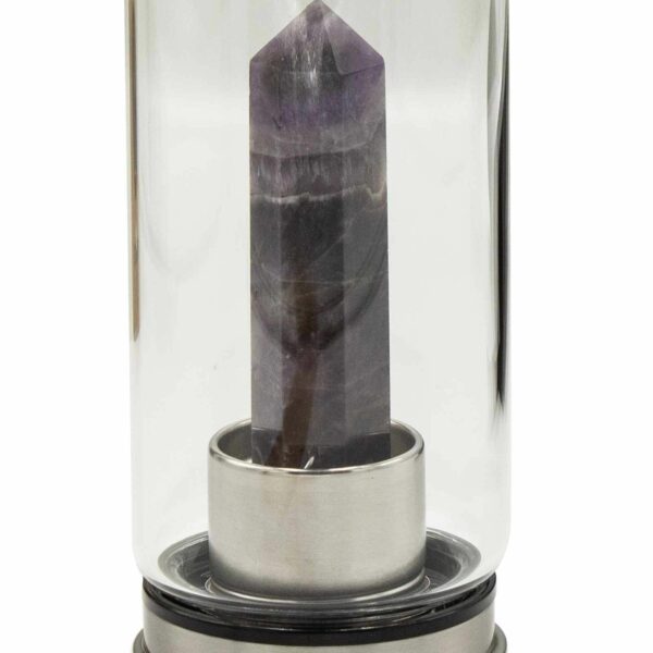 Crystal Infused Glass Water Bottle - Relaxing Amethyst - Obelisk - Image 4