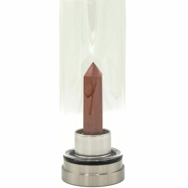 Crystal Infused Glass Water Bottle - Invigorating Red Jasper - Obelisk - Image 3