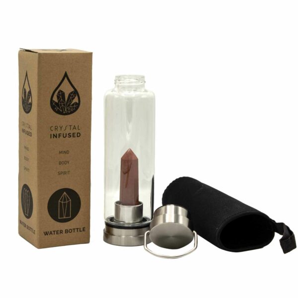 Crystal Infused Glass Water Bottle - Invigorating Red Jasper - Obelisk - Image 4