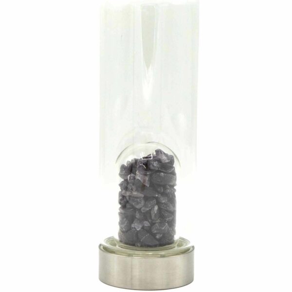 Crystal Infused Glass Water Bottle - Relaxing Amethyst - Chips - Image 3