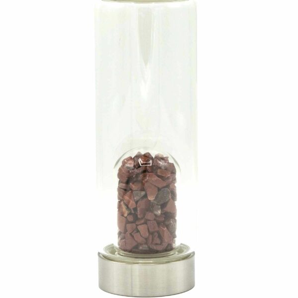 Crystal Infused Glass Water Bottle - Invigorating Red Jasper - Chips - Image 3